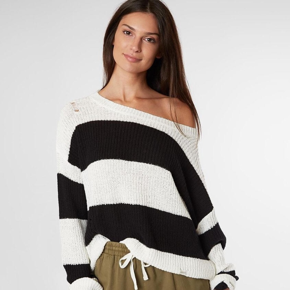 Daytrip Destructed Chunky Striped Sweater